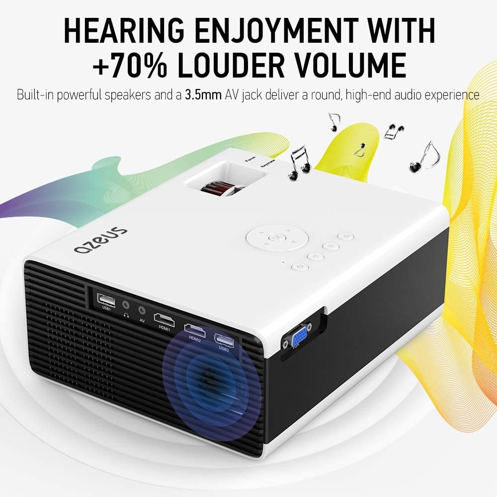 Azule Projector AZEUS RD-822 Mini Projector, Portable Movie Projector with 5000 Lux ...